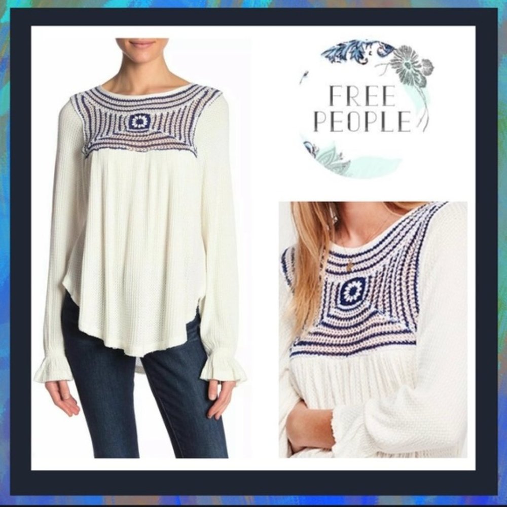 Free People Soul Mate Top Boho Ramie Knit (384) 🦋🔮👖